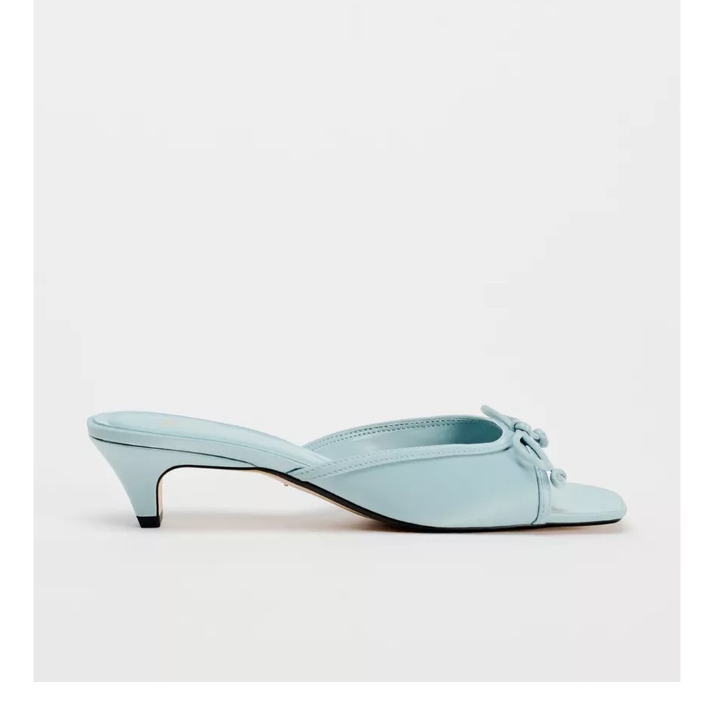 Zara Light Blue Kitten Heel Mules